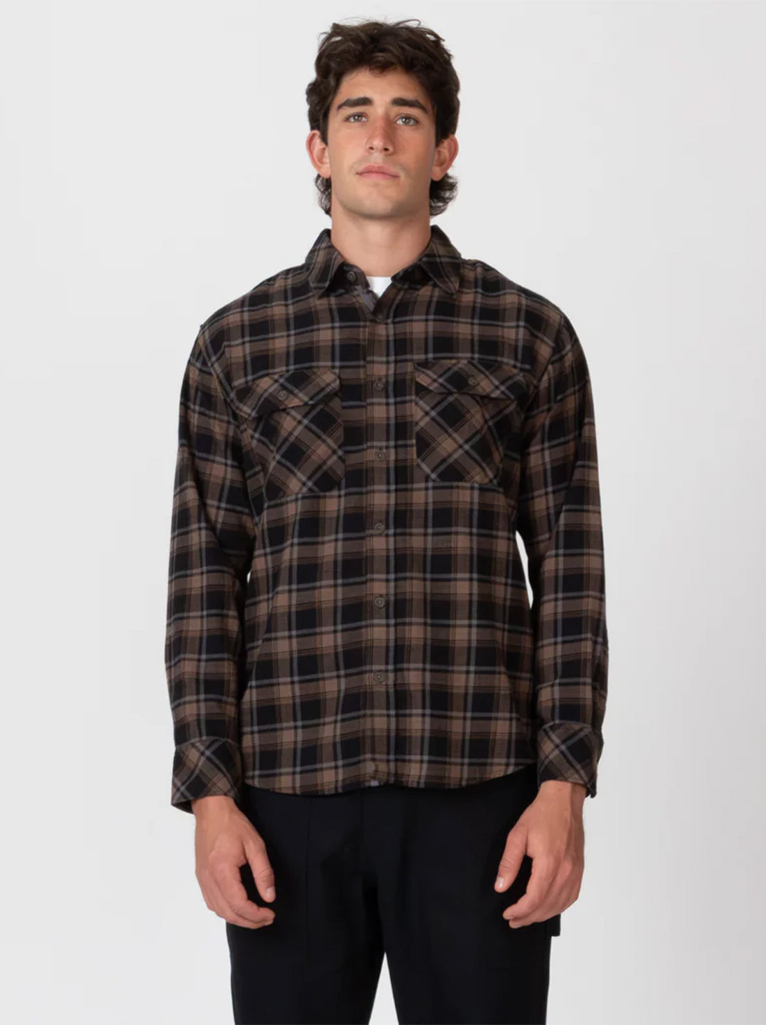Mr Simple - Trevor Flanno Long Sleeve Shirt - Black Check