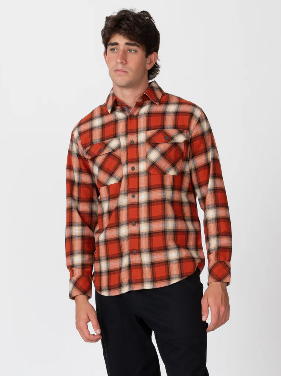 Mr Simple - Trevor Flanno Long Sleeve Shirt - Brick Check