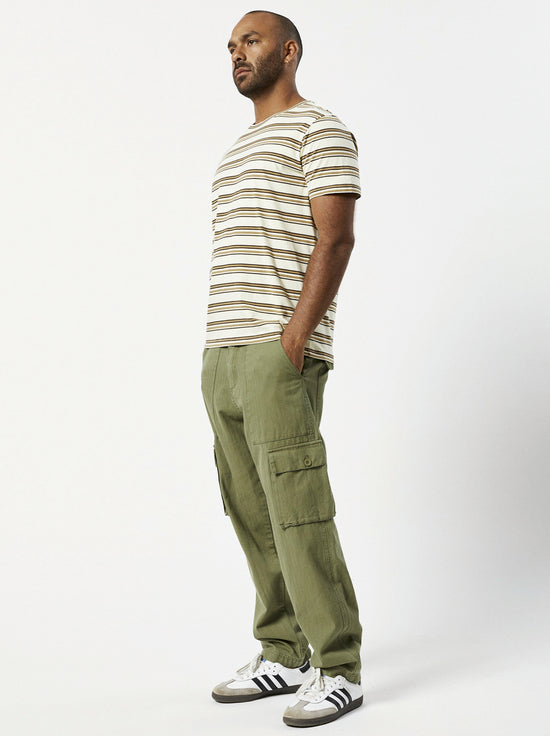 Mr Simple - Stripe Tee - Natural Brown Stripe