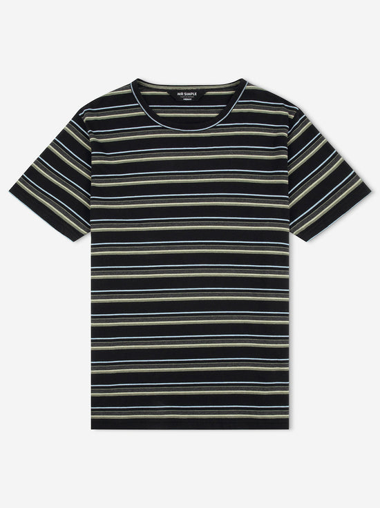 Mr Simple - Stripe Tee - Black Multi