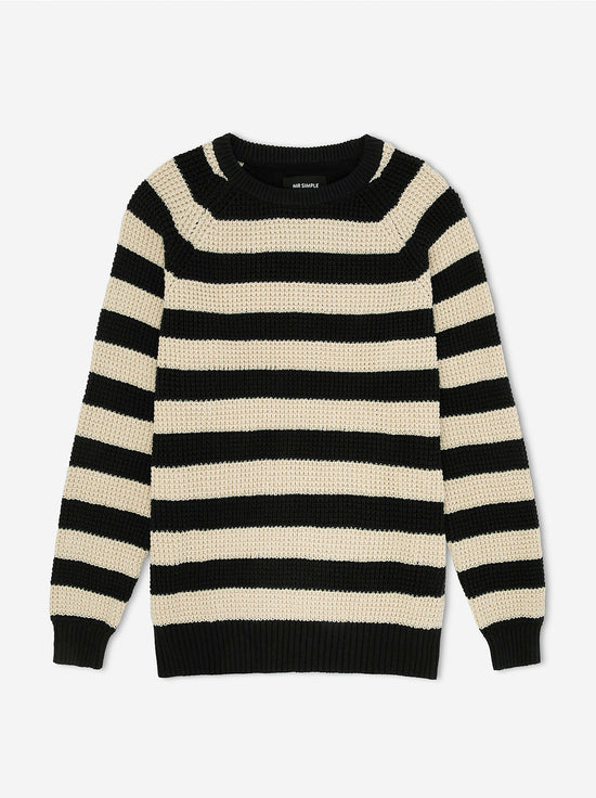 Mr Simple - Stripe Knit - Black / Oatmeal