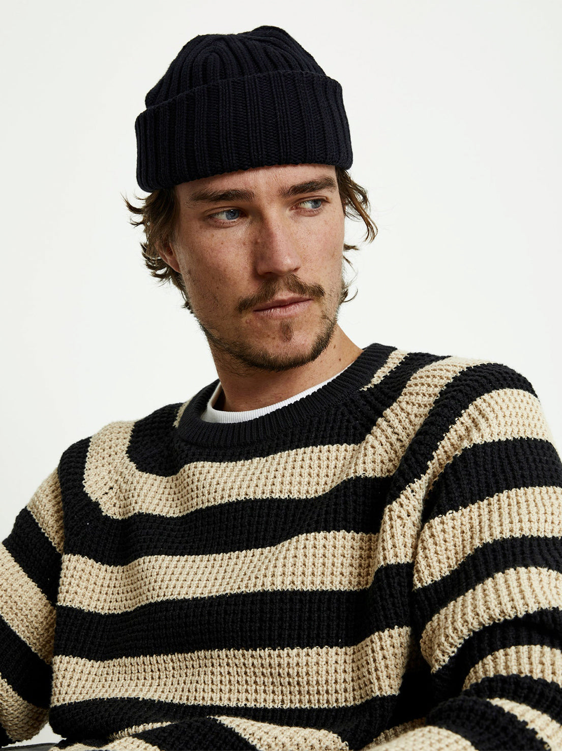 Load image into Gallery viewer, Mr Simple - Stripe Knit - Black / Oatmeal

