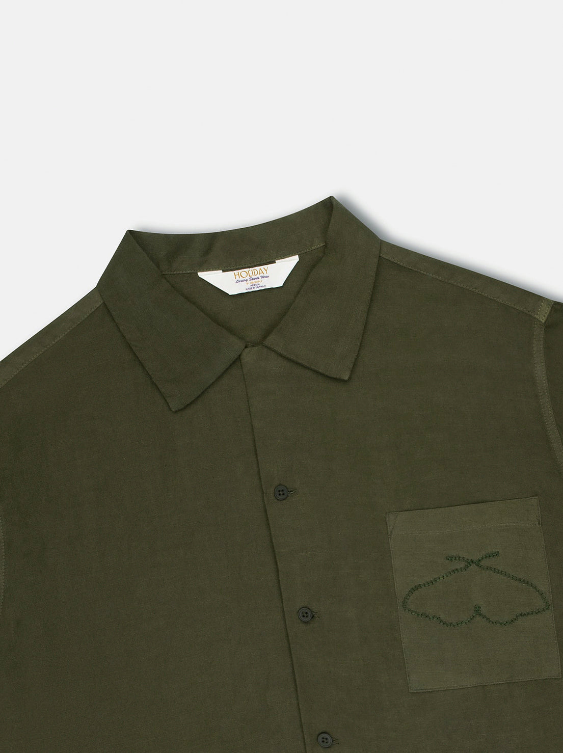 Mr Simple - Huck Embroidered SS Shirt - Fatigue