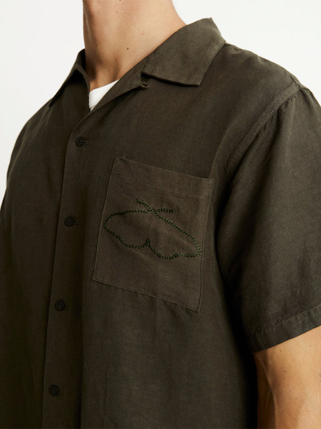 Mr Simple - Huck Embroidered SS Shirt - Fatigue