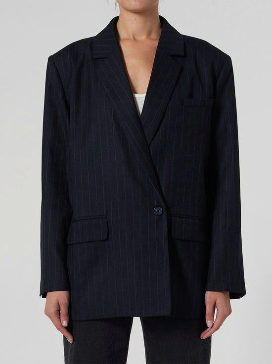 Neuw - Oversized Pinstripe Blazer - Navy