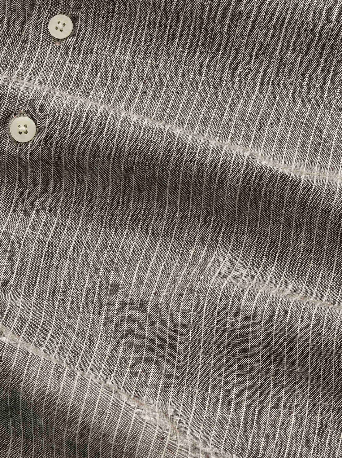 No Nationality - Enzo 5728 - Classic Collar LS Linen Shirt - Clay Stripe