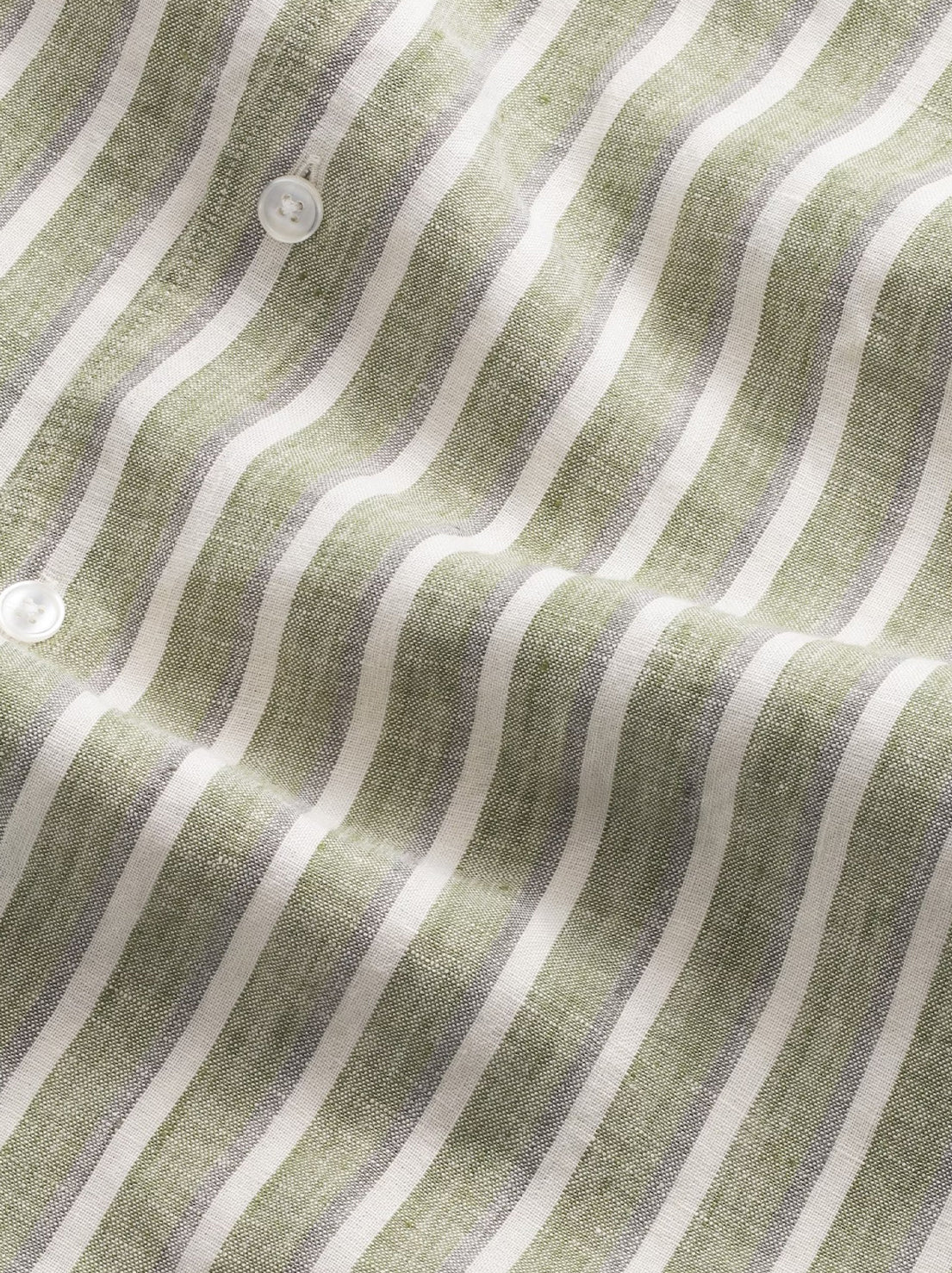 No Nationality - Enzo 5728 - Classic Collar LS Linen Shirt - Green Stripe