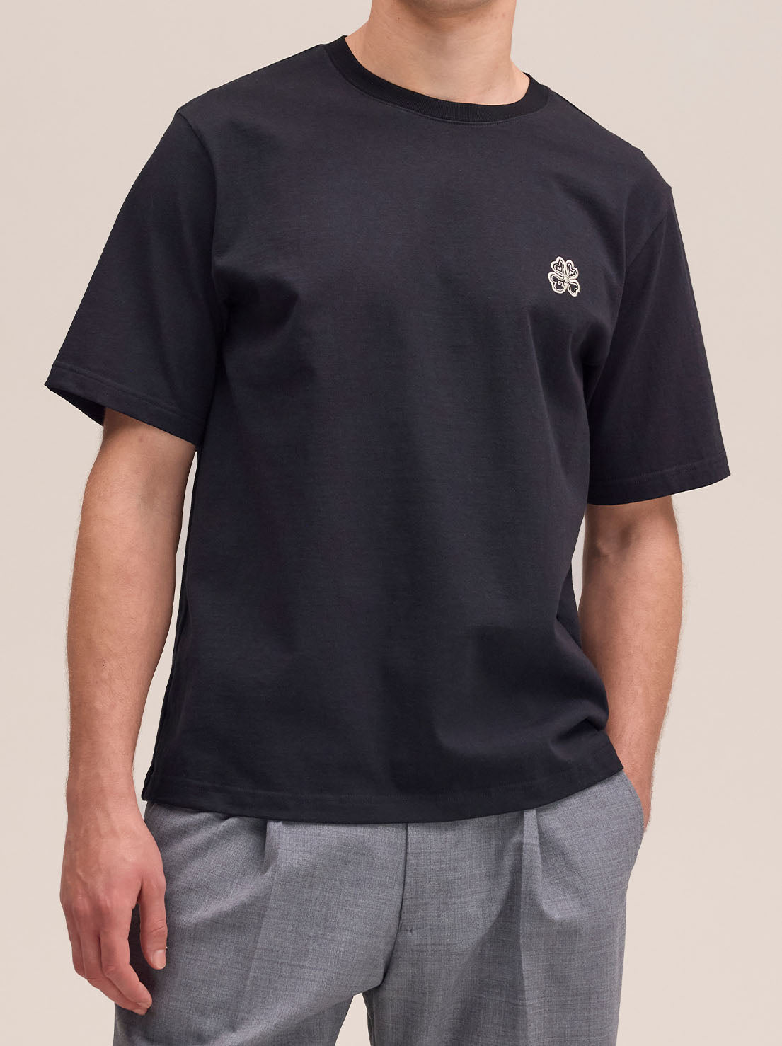 No Nationality - Jett 30026 - Organic Cotton Embroidery Tee - Black
