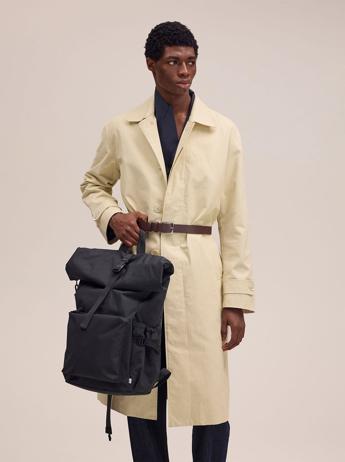 No Nationality - Roll Top Backpack 9019 - Black