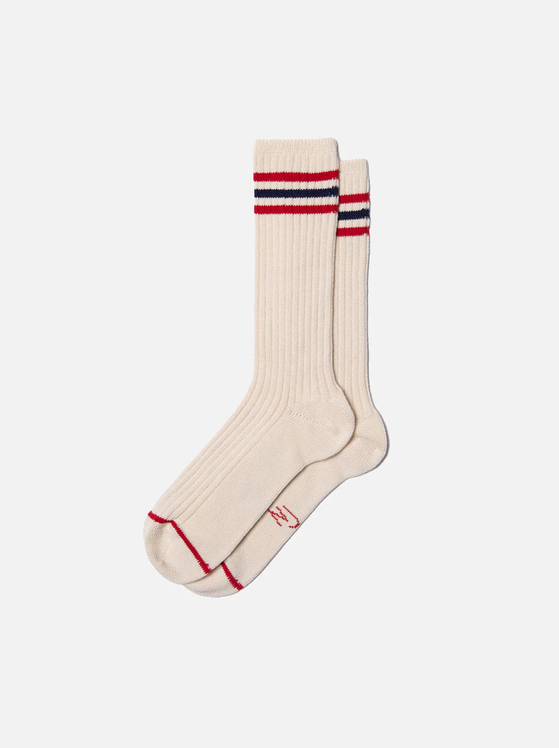 Nudie - Womens Retro Tennis Socks - Off-White / Red