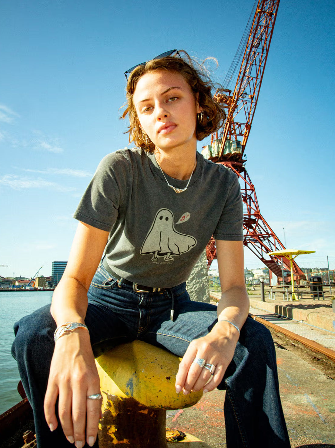 Nudie - Joni Pale Ghost T-Shirt - Antracite