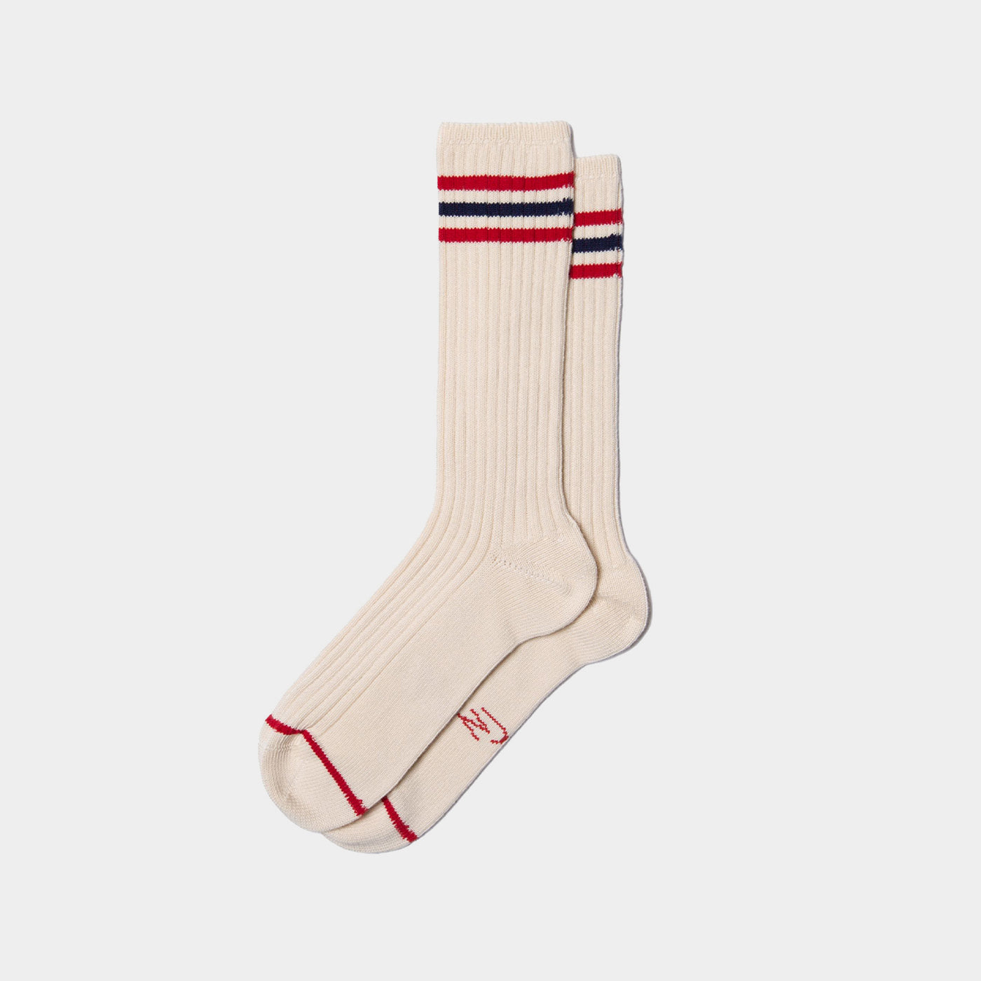 Nudie - Mens Retro Tennis Socks - Off-White / Red
