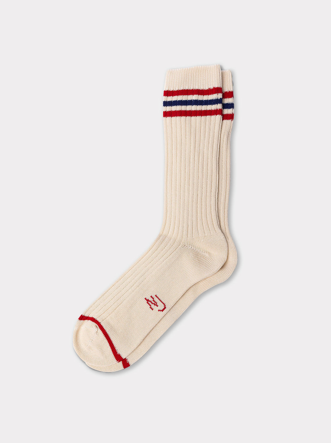 Nudie - Mens Vintage Sport Socks - Off White/Red – Abicus