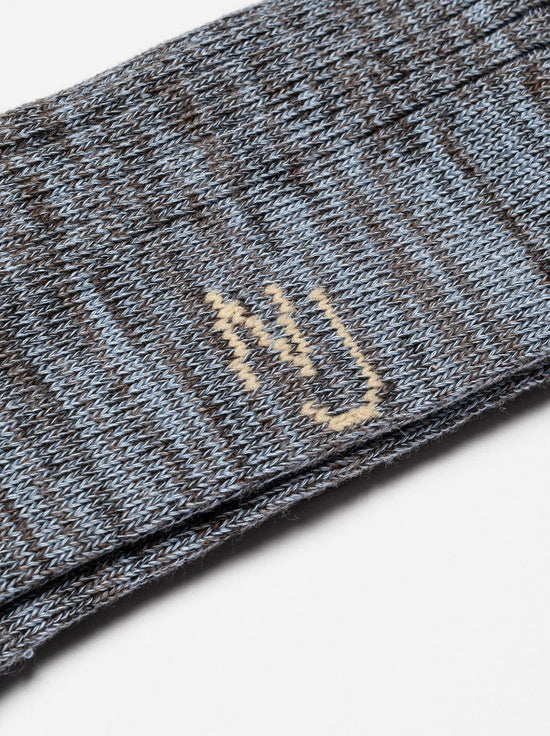 Nudie - Rasmusson Mens Rib Socks - Blue Melange