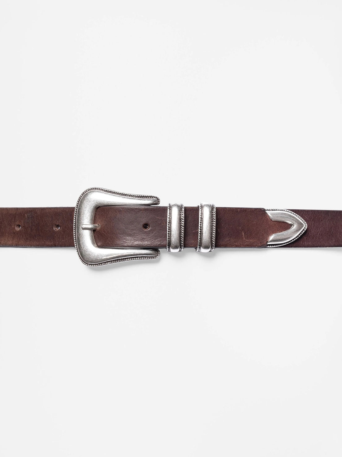 Nudie - Western Silver Belt - Dark Brown