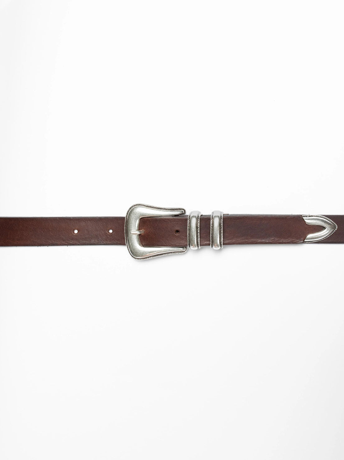 Nudie - Western Silver Belt - Dark Brown