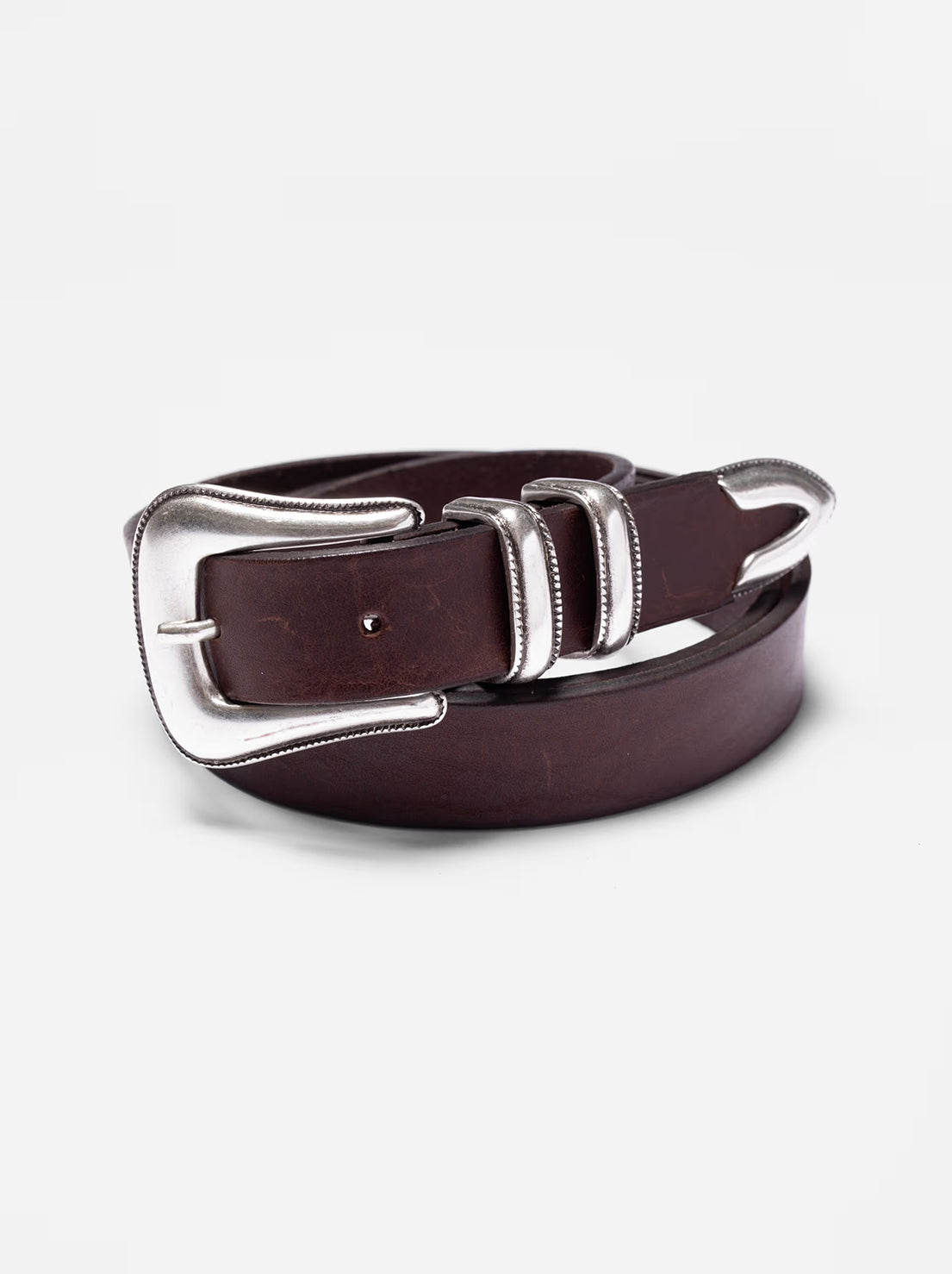 Nudie - Western Silver Belt - Dark Brown