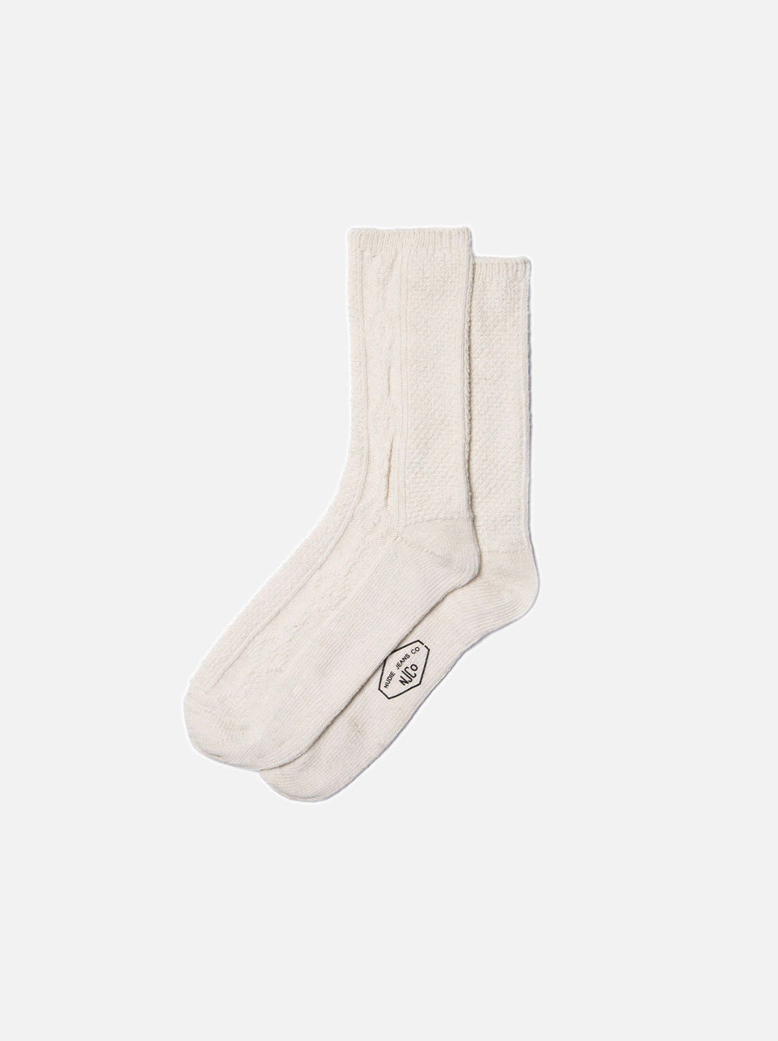 Nudie - Women Cable Socks - Off White