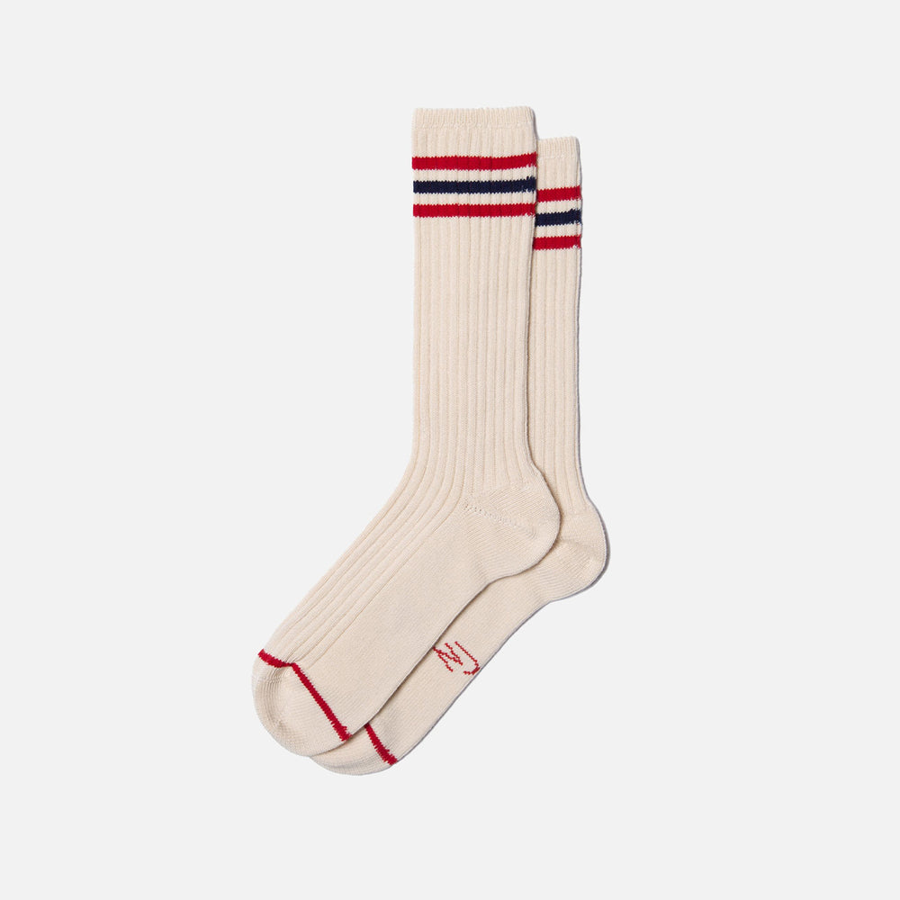 Nudie - Women's Retro Tennis Socks - Off-White / Red