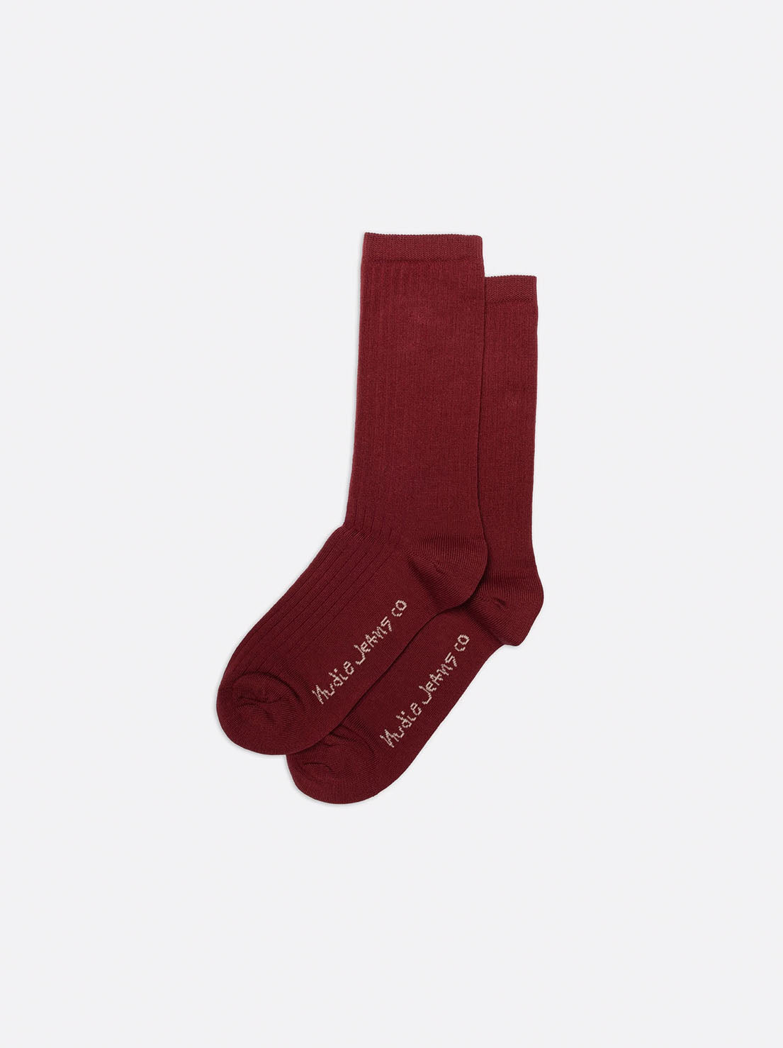 Nudie - Womens Cotton Ribbed Socks - Burgundy