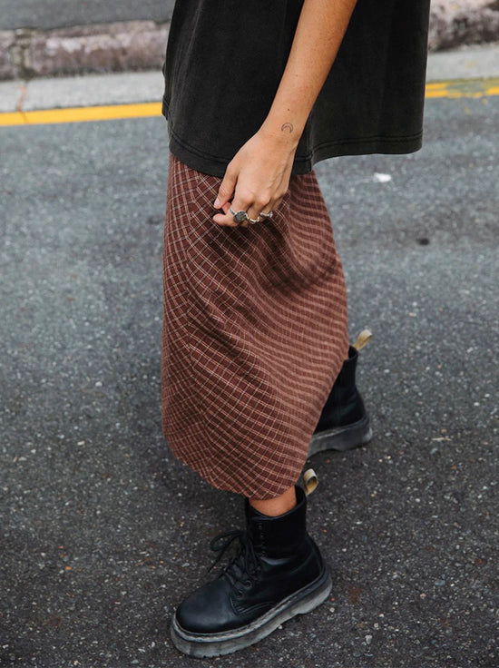 Ottway - Brodie Plaid Midi Skirt - Brown