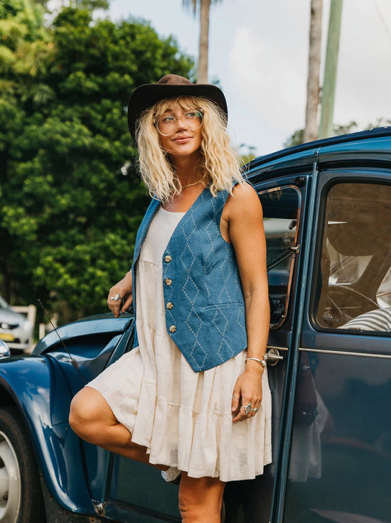 Ottway - Buttoned Denim Vest - Indigo