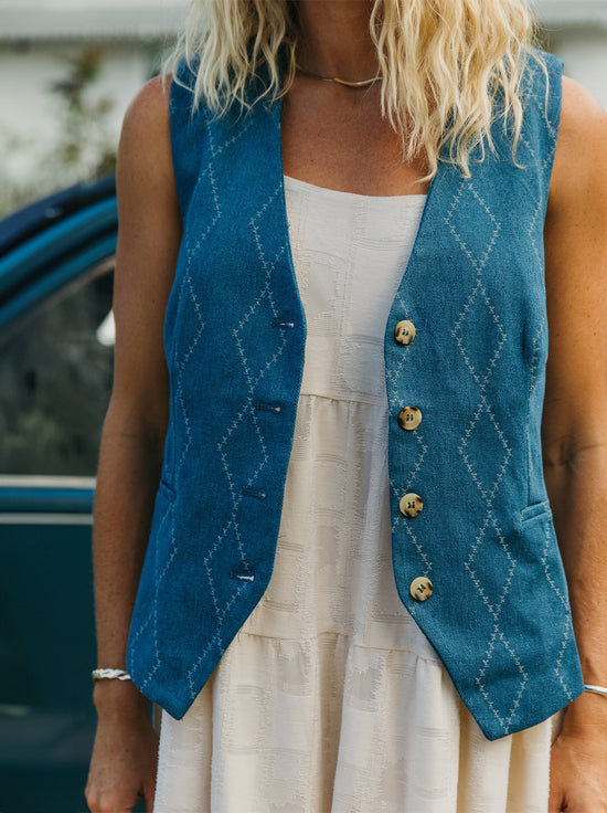 Ottway - Buttoned Denim Vest - Indigo