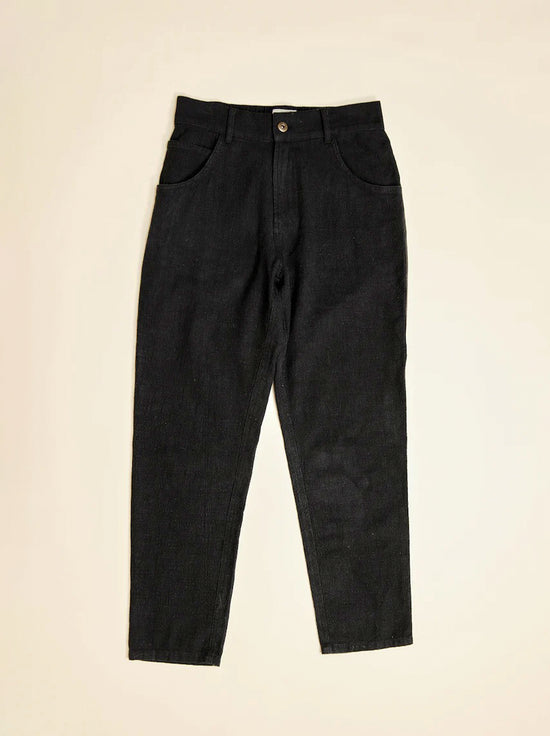 Ottway - Miller Textured Linen Pant - Washed Black