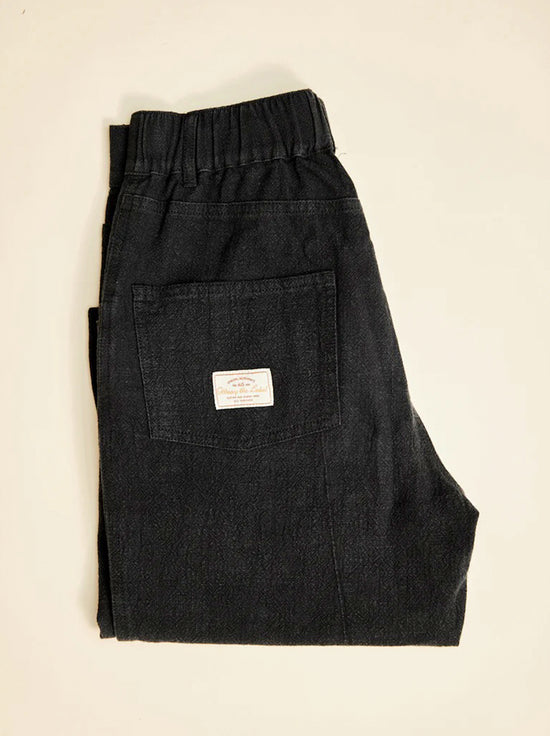 Ottway - Miller Textured Linen Pant - Washed Black