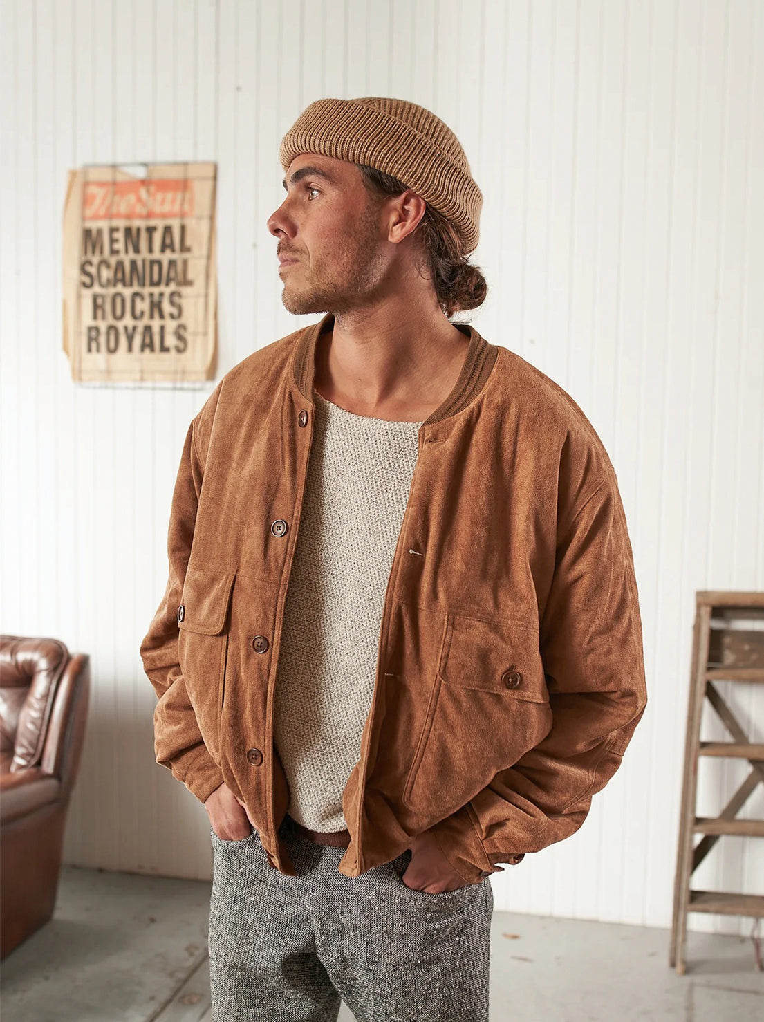 Ottway - Unisex Billy Bomber Jacket - Brown