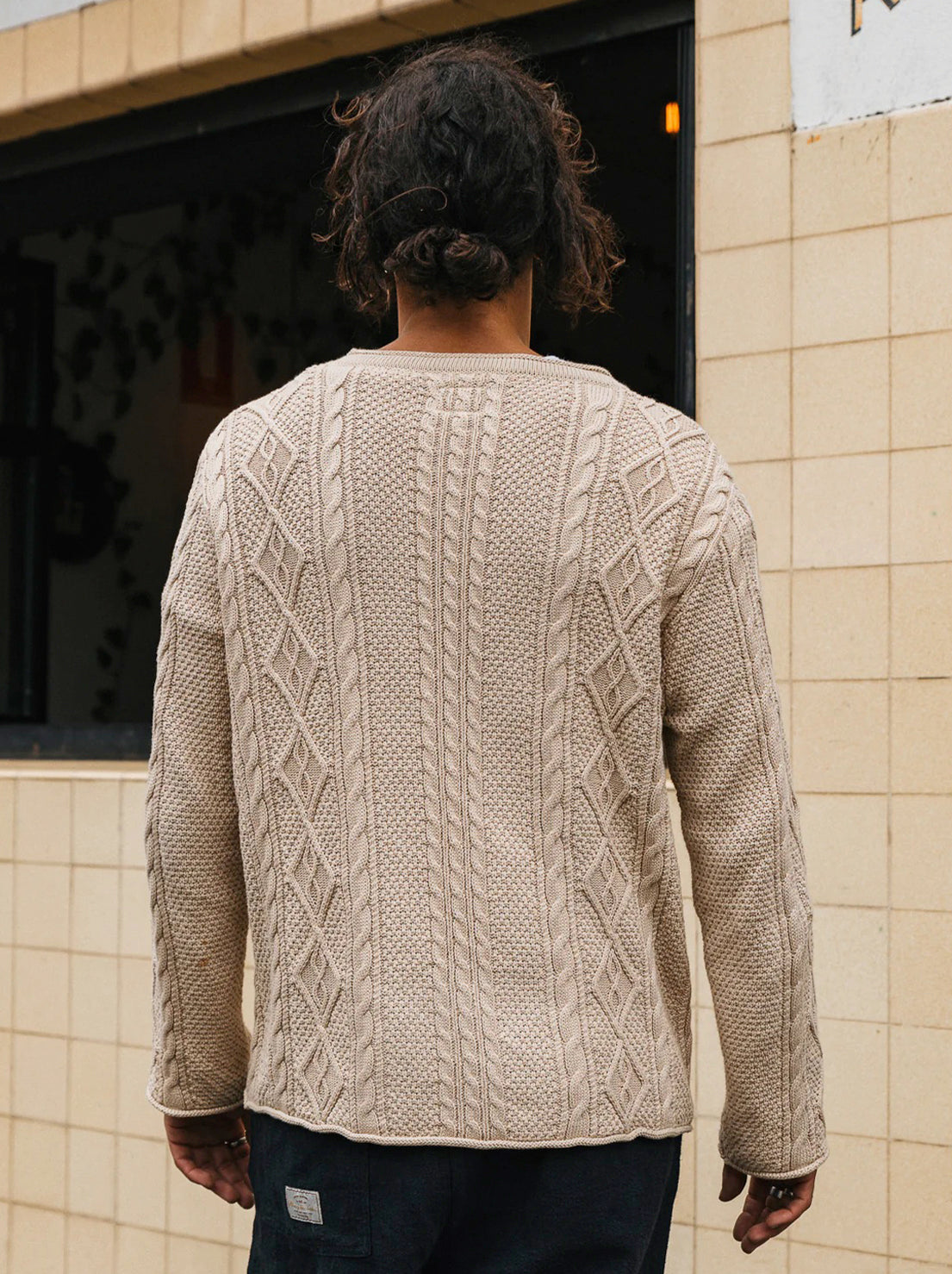 Ottway - Unisex Cohen Cable Knit Cardigan - Beige