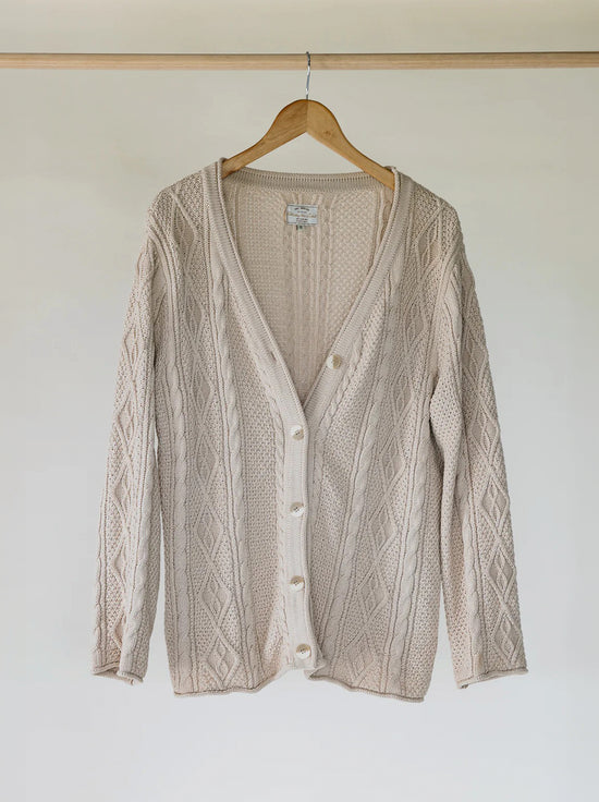 Ottway - Unisex Cohen Cable Knit Cardigan - Beige