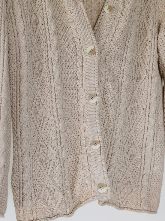 Ottway - Unisex Cohen Cable Knit Cardigan - Beige