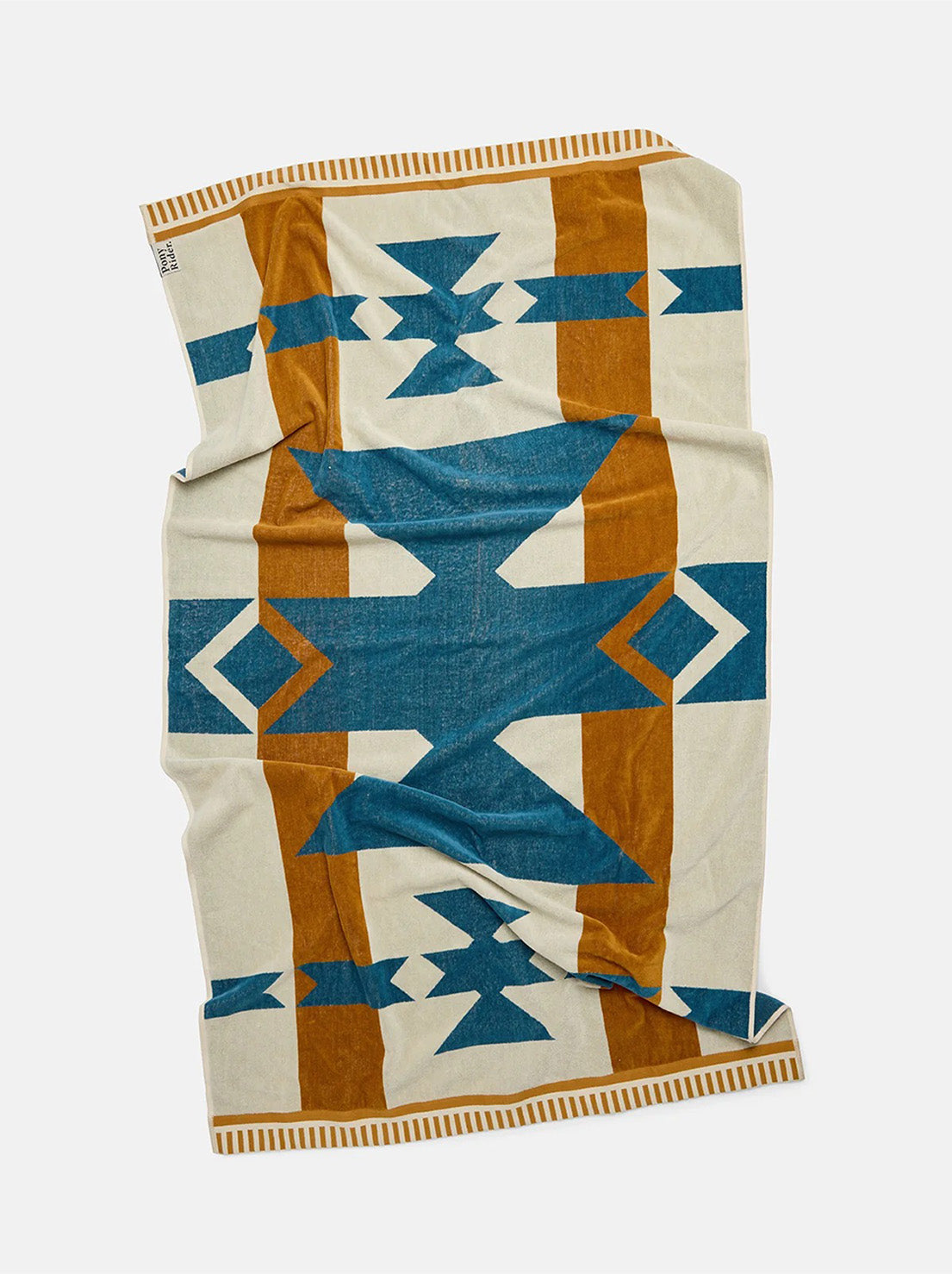 Pony Rider - Canyon River Large Beach Towel - Natural / Blue