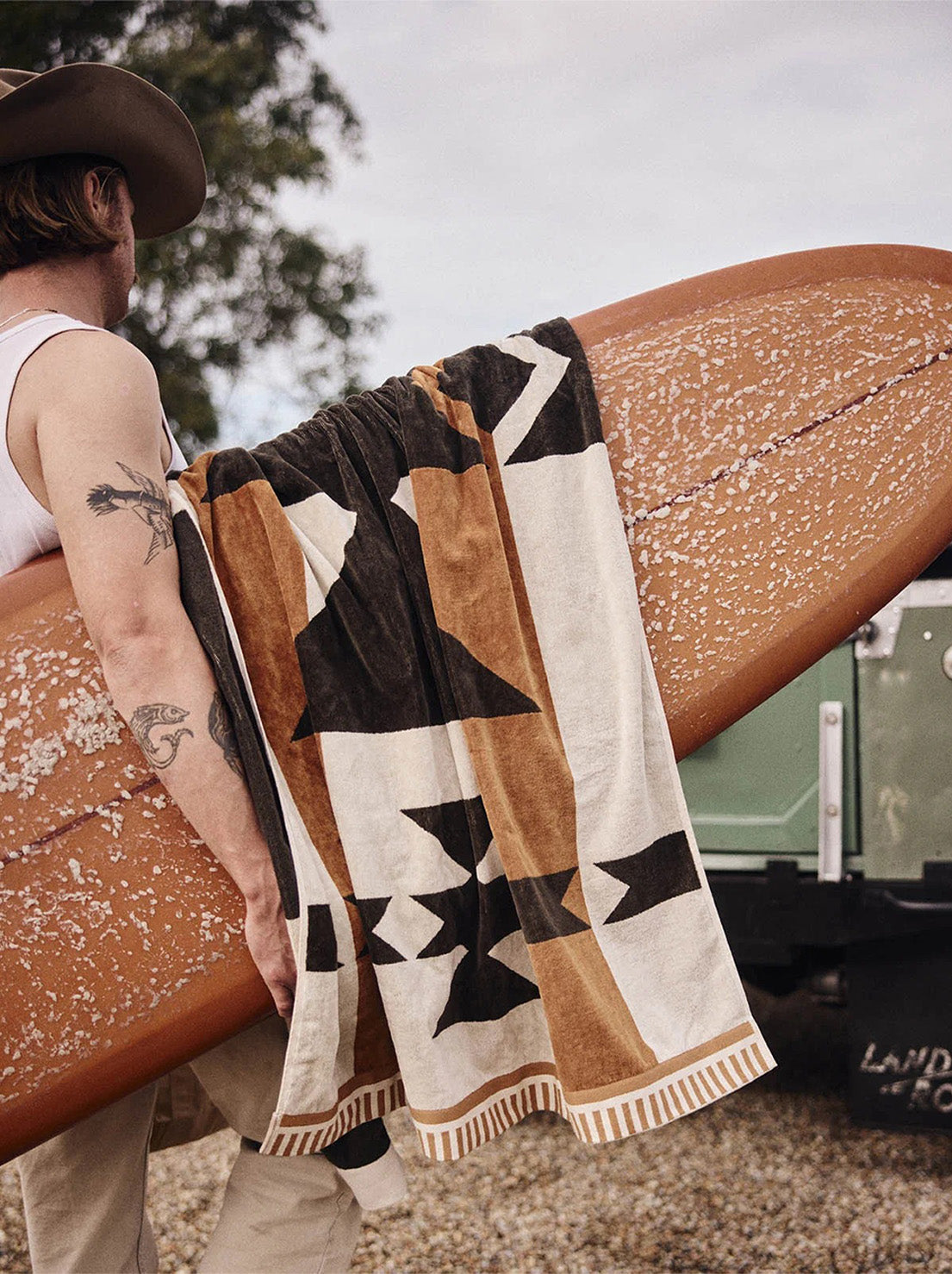 Pony Rider - Rocky Mountain Beach Towel - Natural / Black