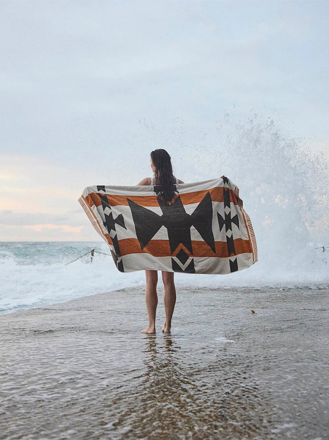 Pony Rider - Rocky Mountain Beach Towel - Natural / Black