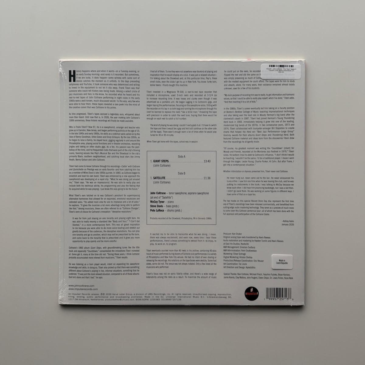 RSD26 - John Coltrane - The Tiberi Tapes: A Preview of the Mythic Recordings. LP
