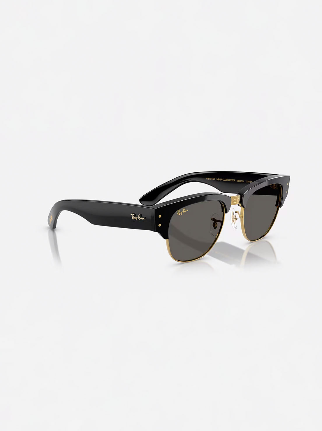 Ray-Ban - Mega Clubmaster 0RB3016S - Black On Gold W/ Ultra Black Lens - 50