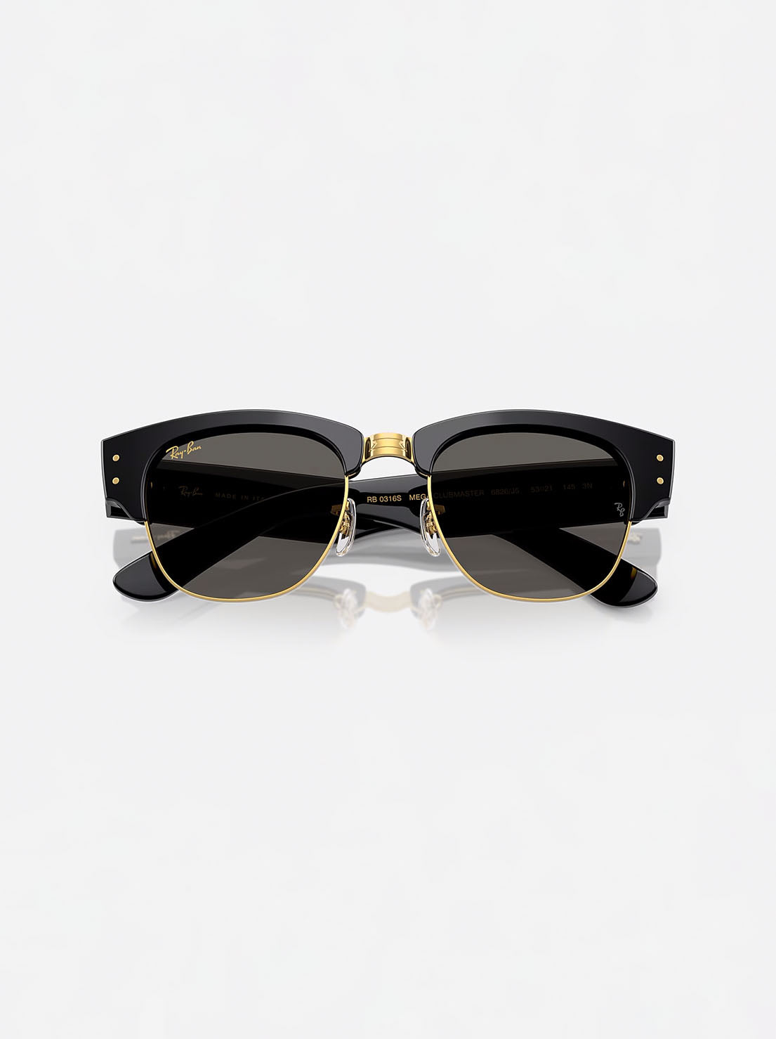 Ray-Ban - Mega Clubmaster 0RB3016S - Black On Gold W/ Ultra Black Lens - 50
