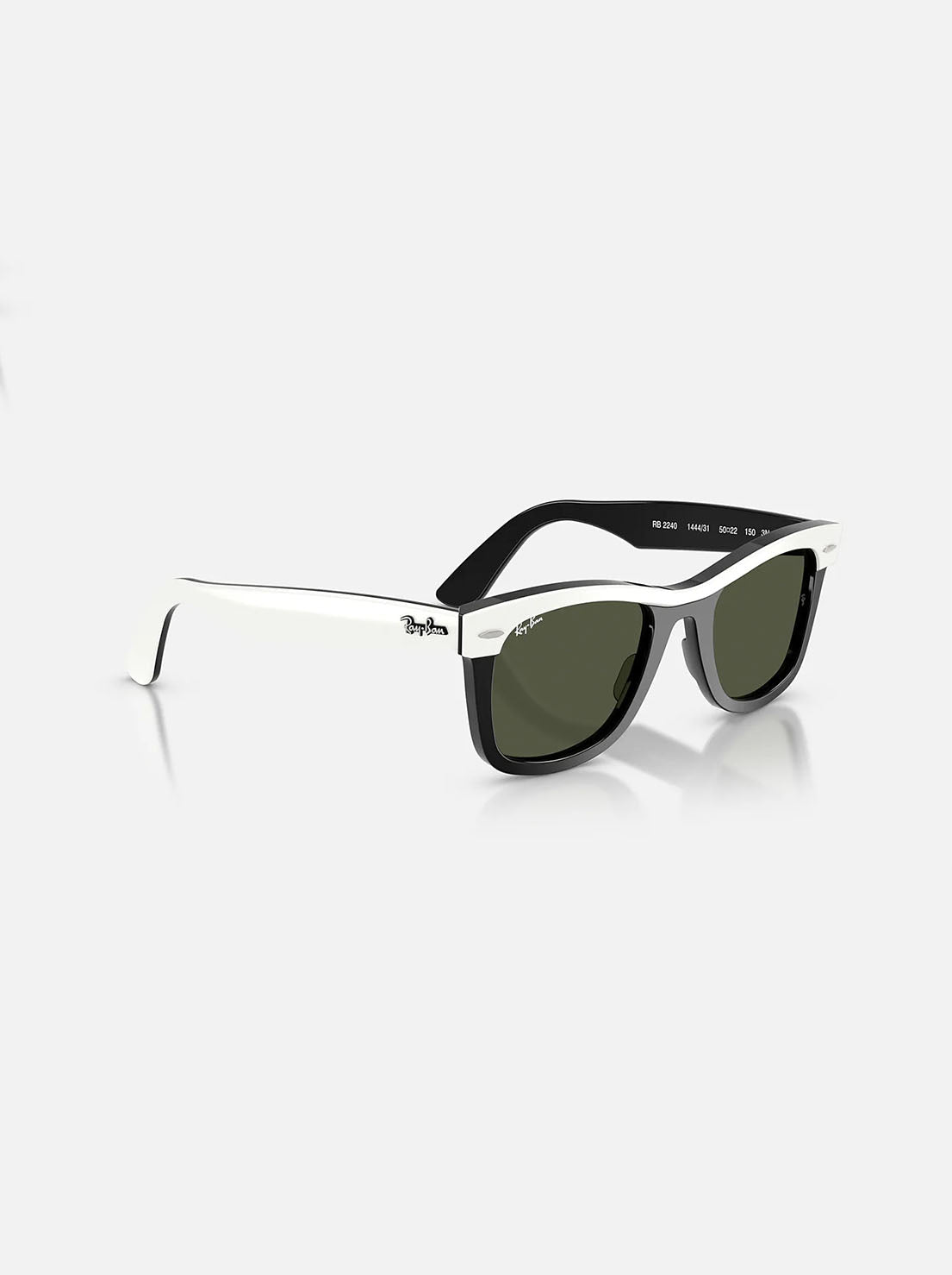 Ray-Ban - Wayfarer 0RB2240 - White On Black / Green Lens - 50