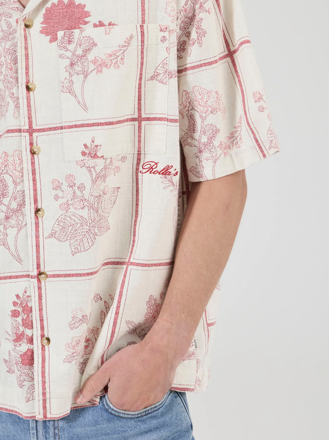 Rolla's - Botanicals Bowler Shirt - White/Red