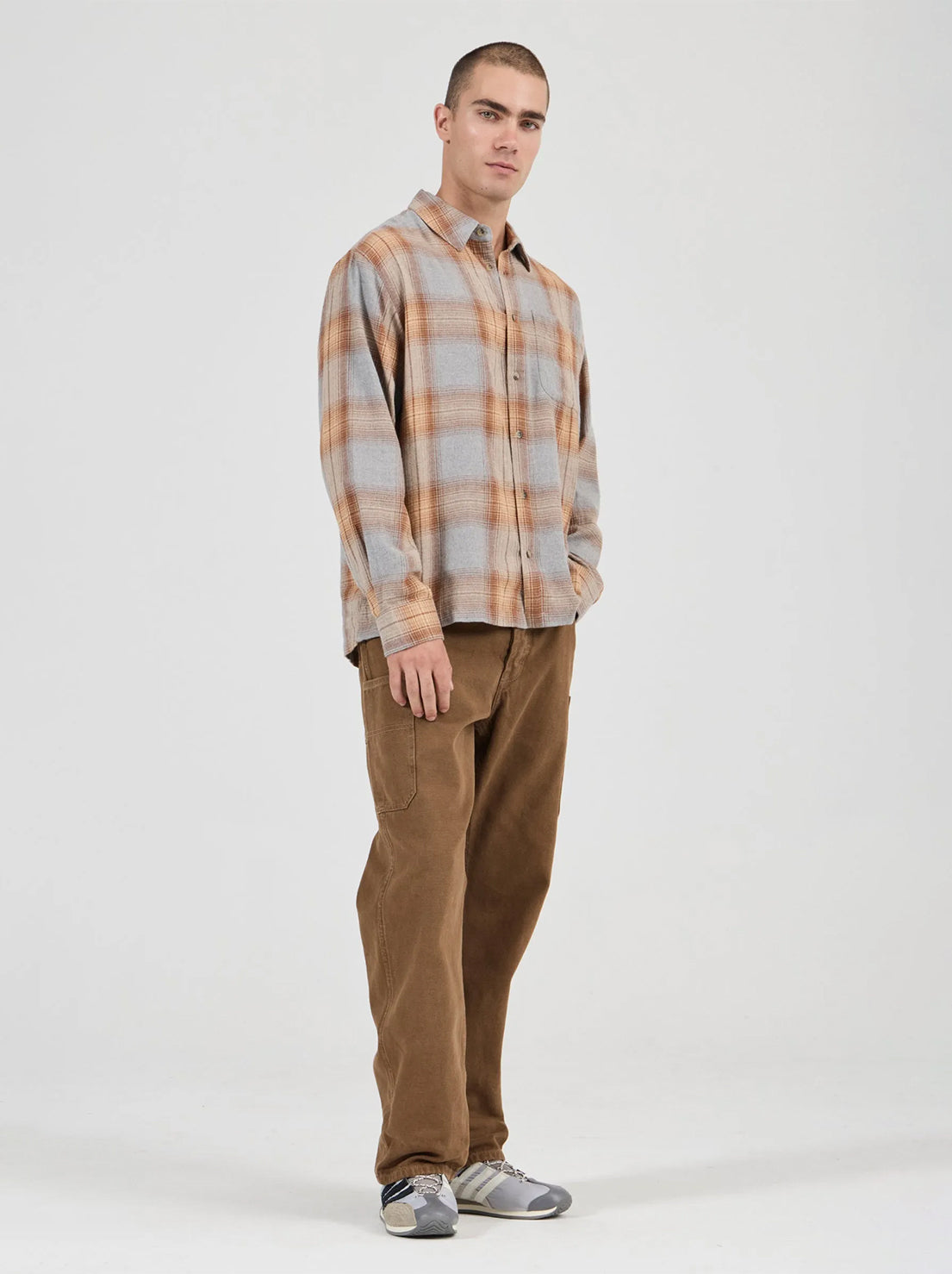 Rolla's - Campus Check Long Sleeve Shirt - Dove Grey