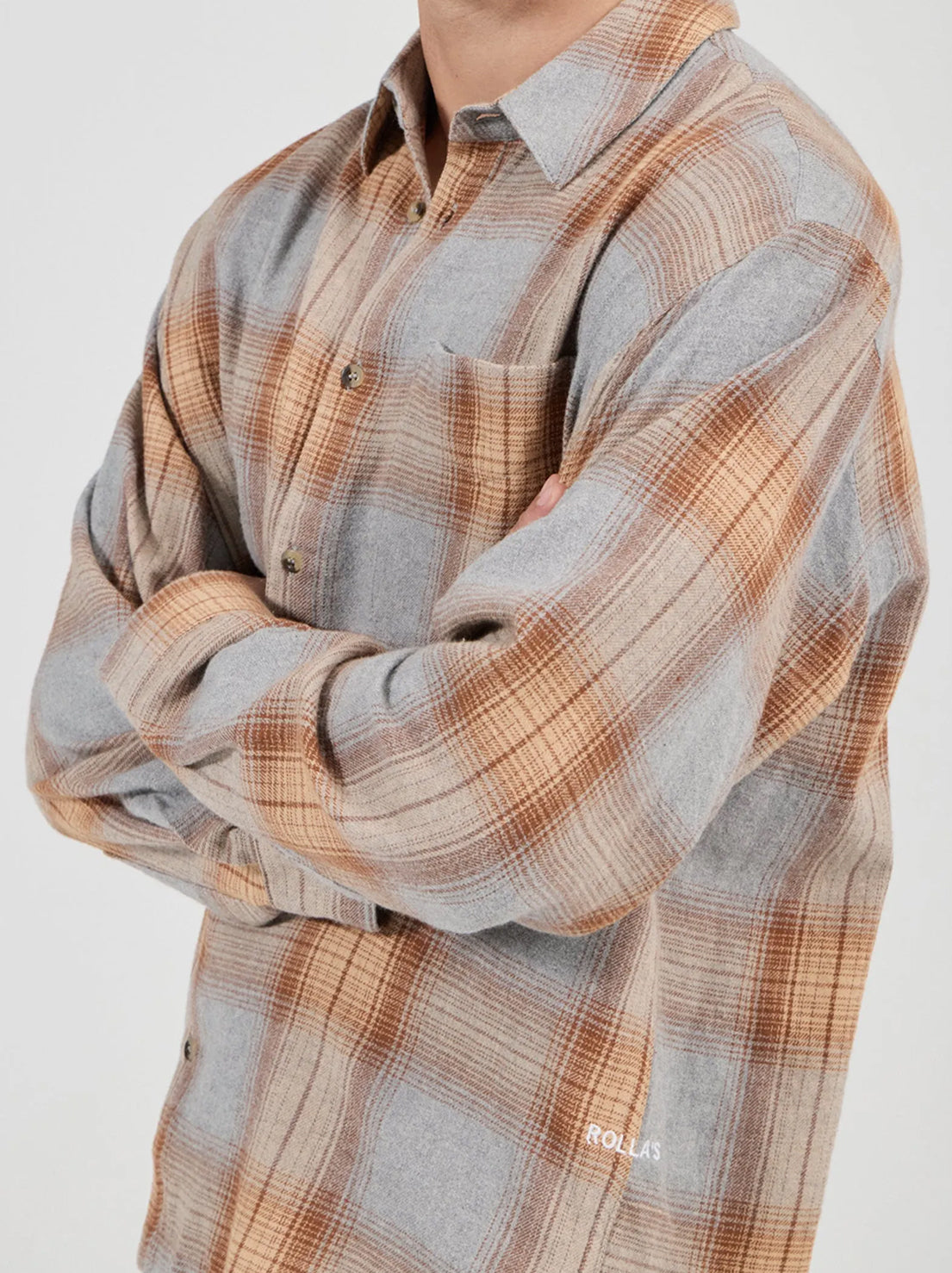 Rolla's - Campus Check Long Sleeve Shirt - Dove Grey
