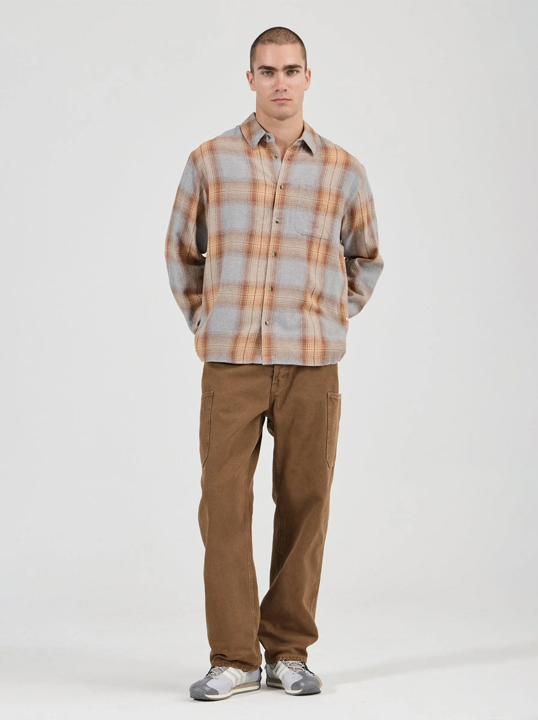Rolla's - Campus Check Long Sleeve Shirt - Dove Grey