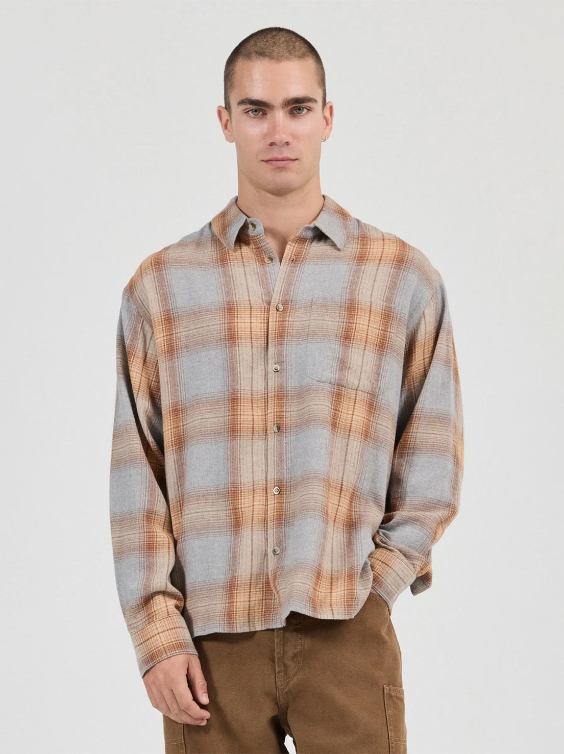 Rolla's - Campus Check Long Sleeve Shirt - Dove Grey