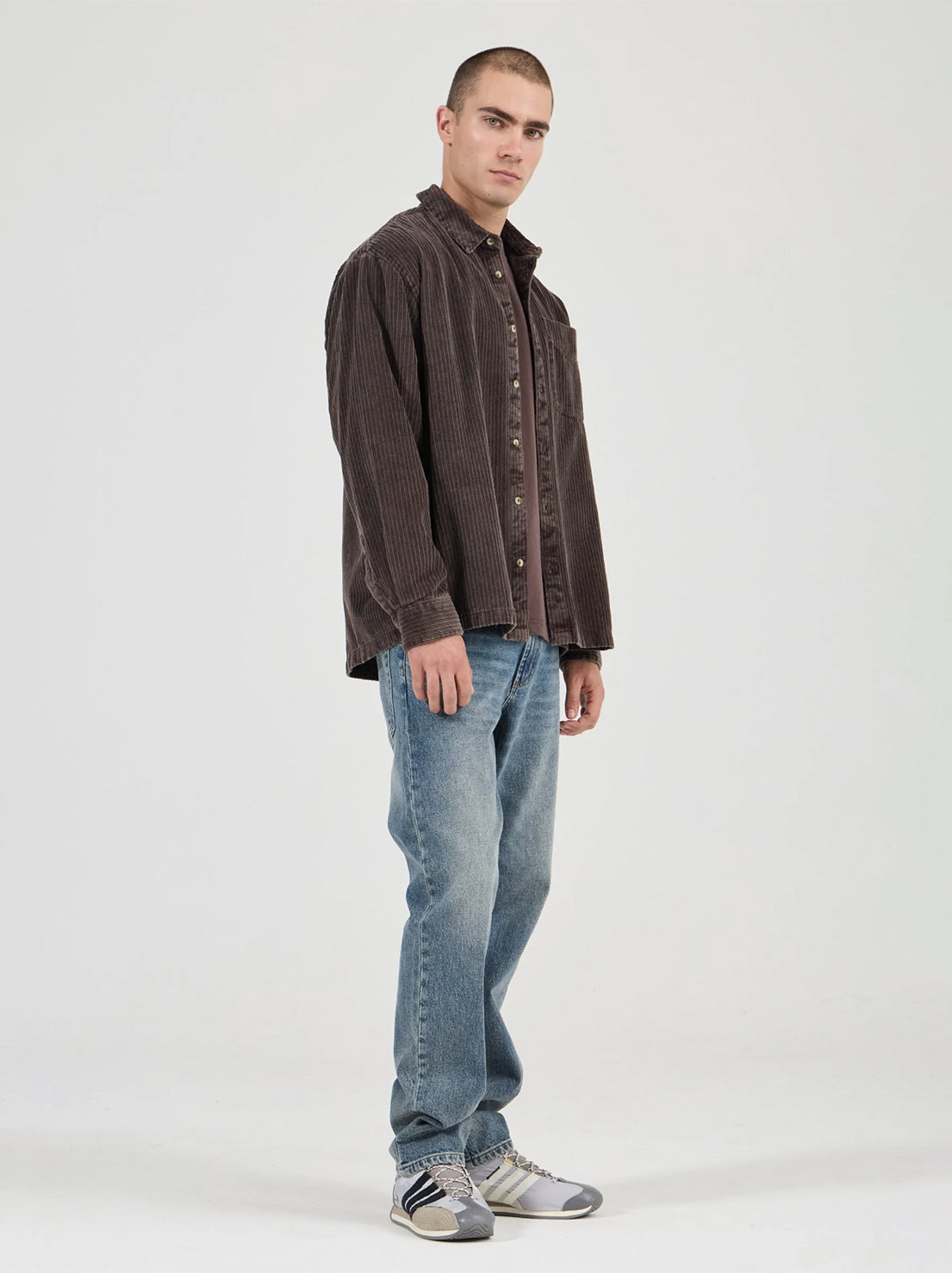 Rolla's - Campus Chunky Cord LS Shirt - Dark Brown