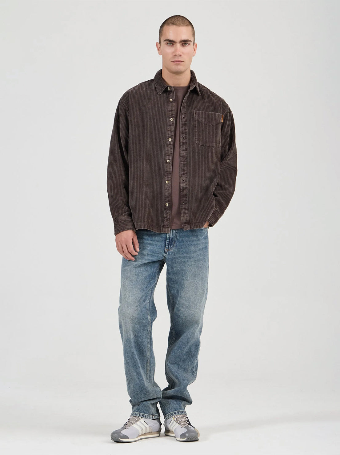Rolla's - Campus Chunky Cord LS Shirt - Dark Brown