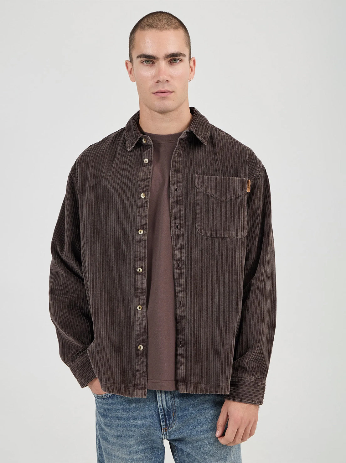 Rolla's - Campus Chunky Cord LS Shirt - Dark Brown