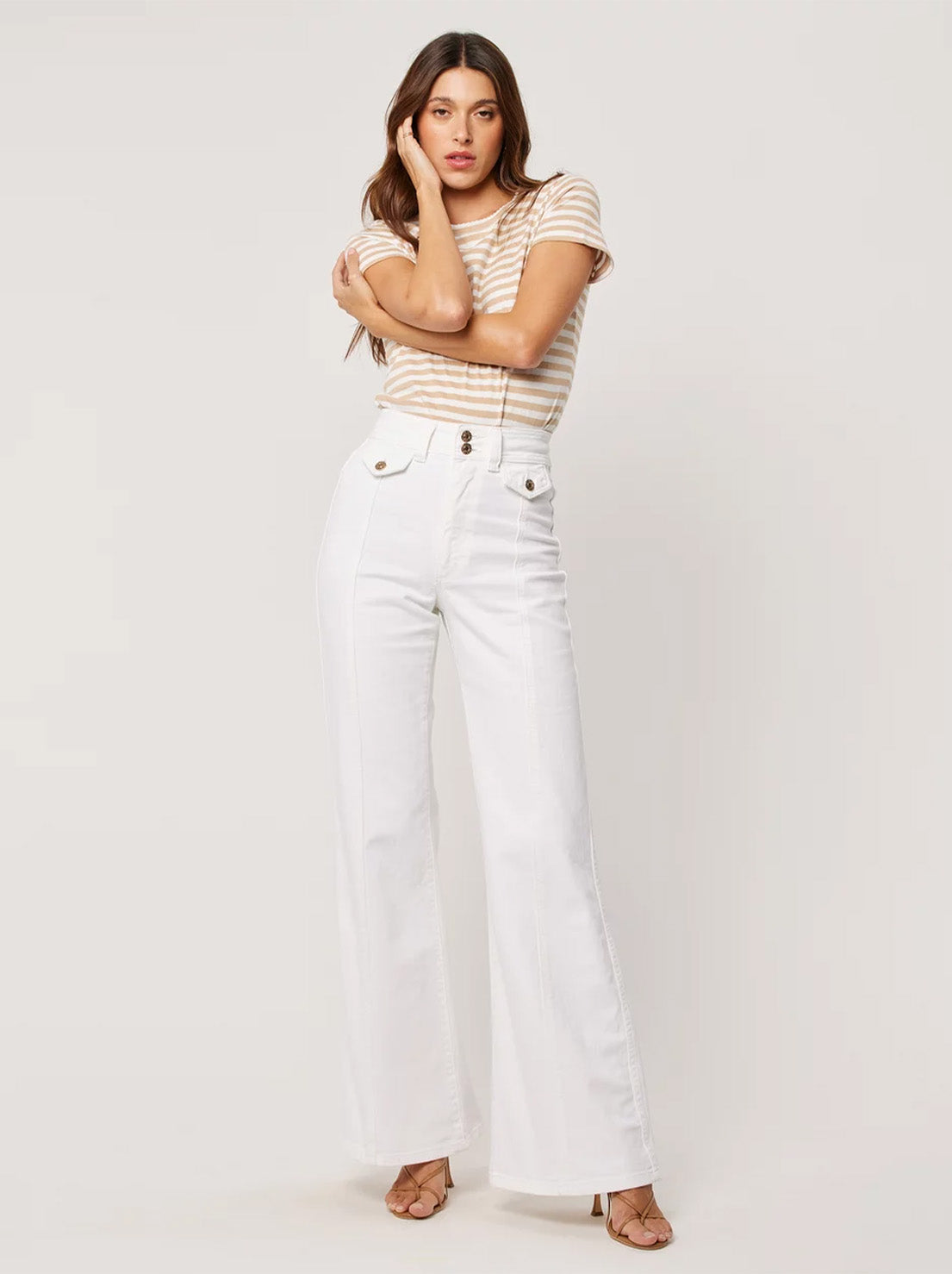 Rolla's - Classic Paros Stripe Tee - Taupe / White