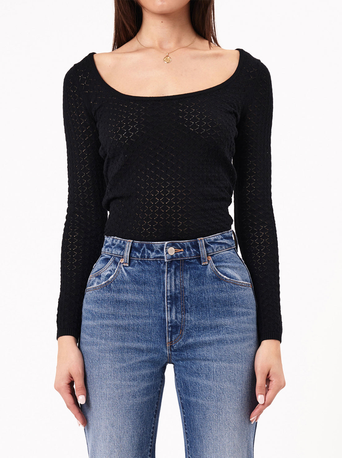 Rolla's - Diamond L/S Knit Top - Black